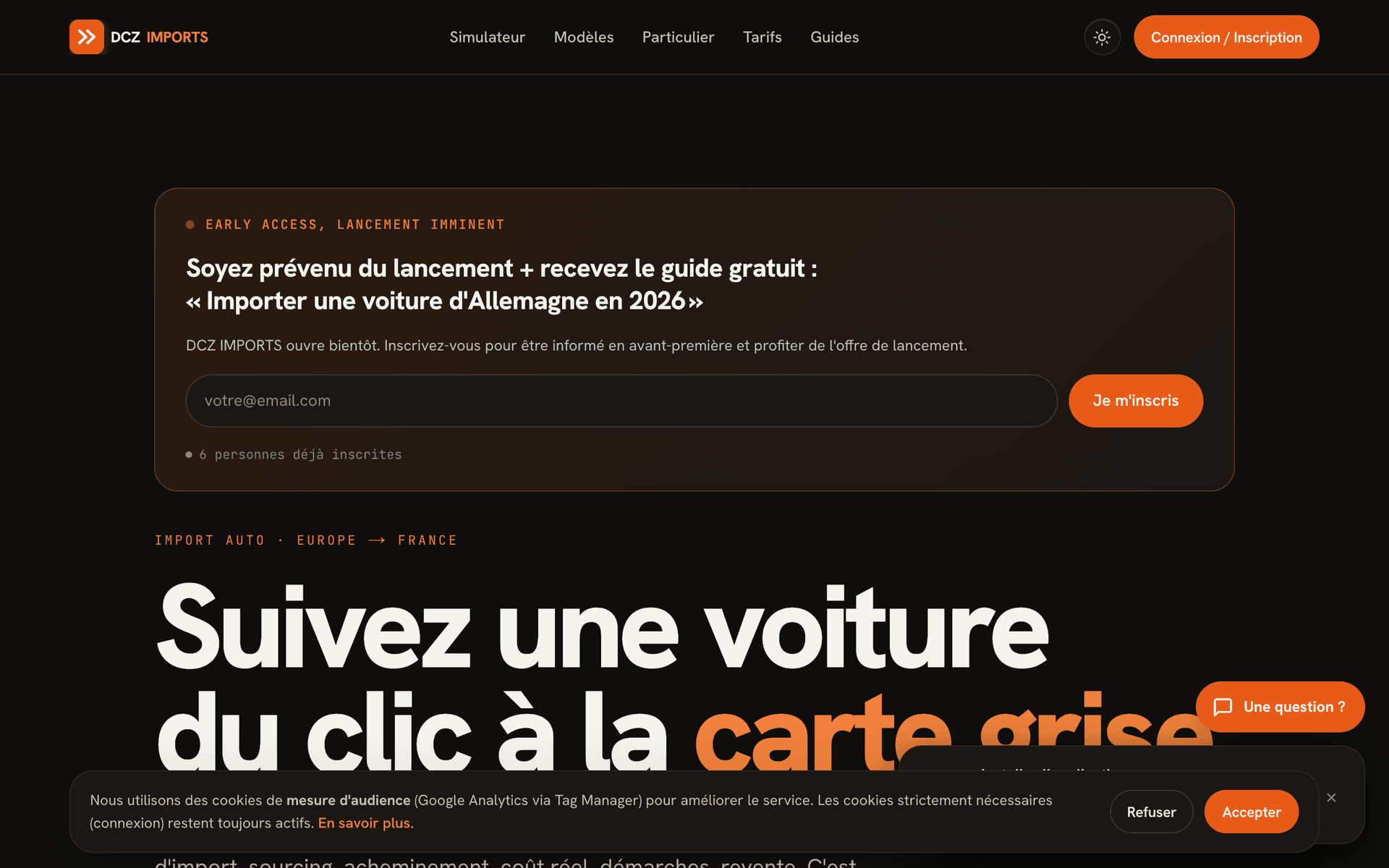DCZ Imports : Plateforme SaaS d'import auto Europe vers France